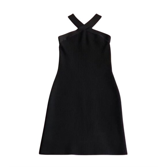 Aritzia Babaton Sculpt Knit Criss Cross‎ Dress Black Bodycon Size M Cocktail - Picture 7 of 14